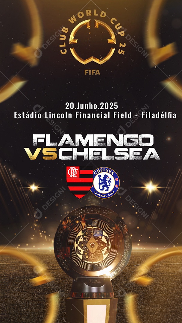 Flyer Story Mundial de Clubes 2025 Flamengo VS Chelsea Social Media PSD Editável