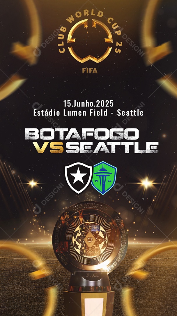 Flyer Story Mundial de Clubes 2025 Botafogo VS Seattle Social Media PSD Editável