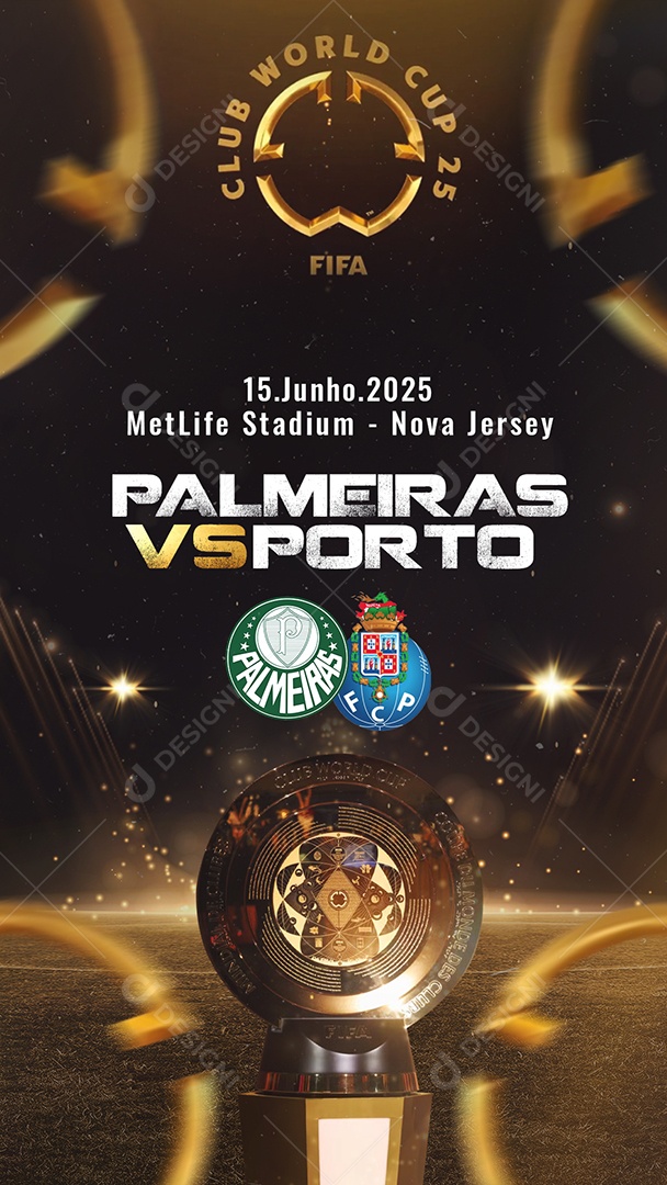 Flyer Story Mundial de Clubes 2025 Palmeras VS Porto Social Media PSD Editável