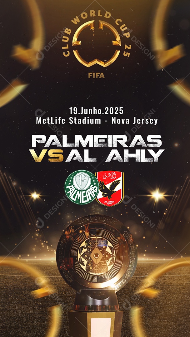Flyer Story Mundial de Clubes 2025 Palmeiras VS Al Ahly Social Media PSD Editável