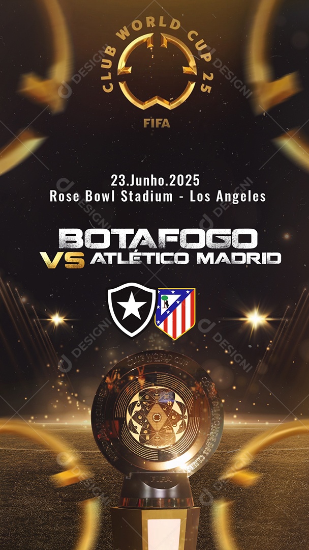 Flyer Story Mundial de Clubes 2025 Botafogo VS Atlétoco Madrid Social Media PSD Editável