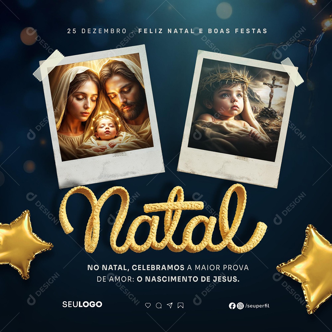 Feliz Natal O Nascimento de Jesus Funcionamento Social Media PSD Editável