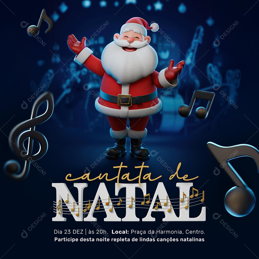 Feliz Natal Cantata de Natal Horário Social Media PSD Editável