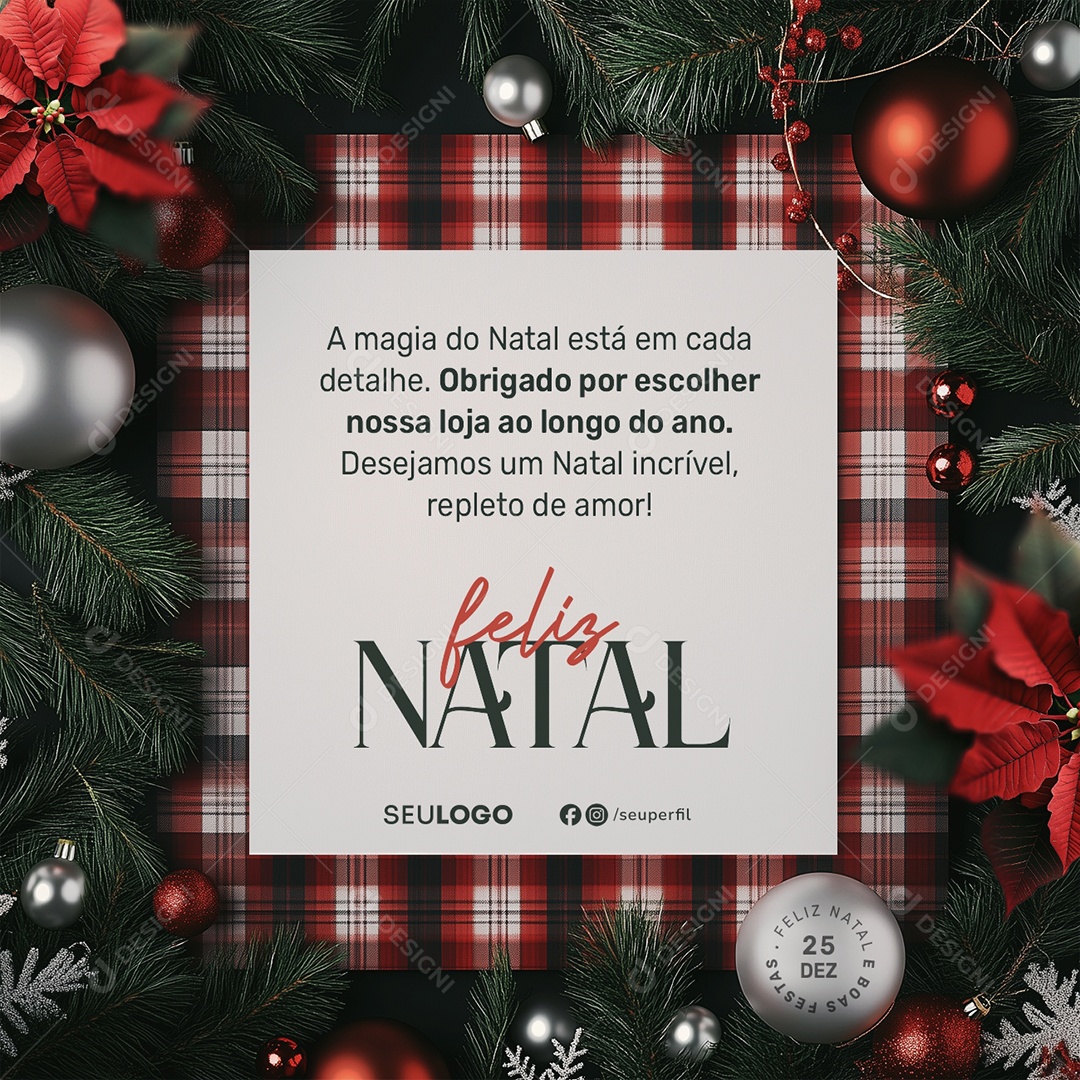 Feliz Natal Obrigado Por Escolher Nossa Loja Social Media PSD Editável