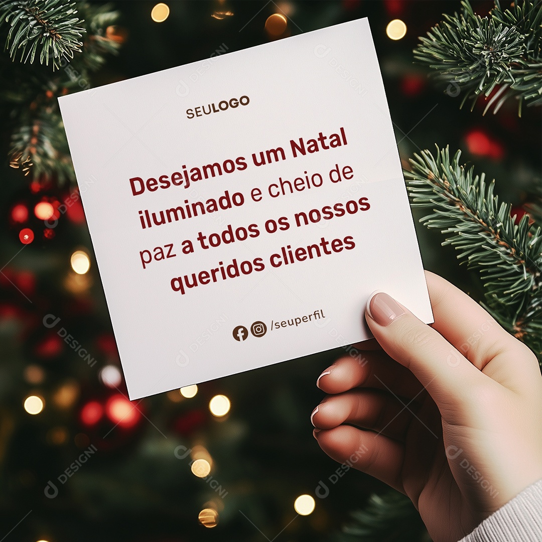 Feliz Natal Desejamos Um Natal Iluminado Social Media PSD Editável