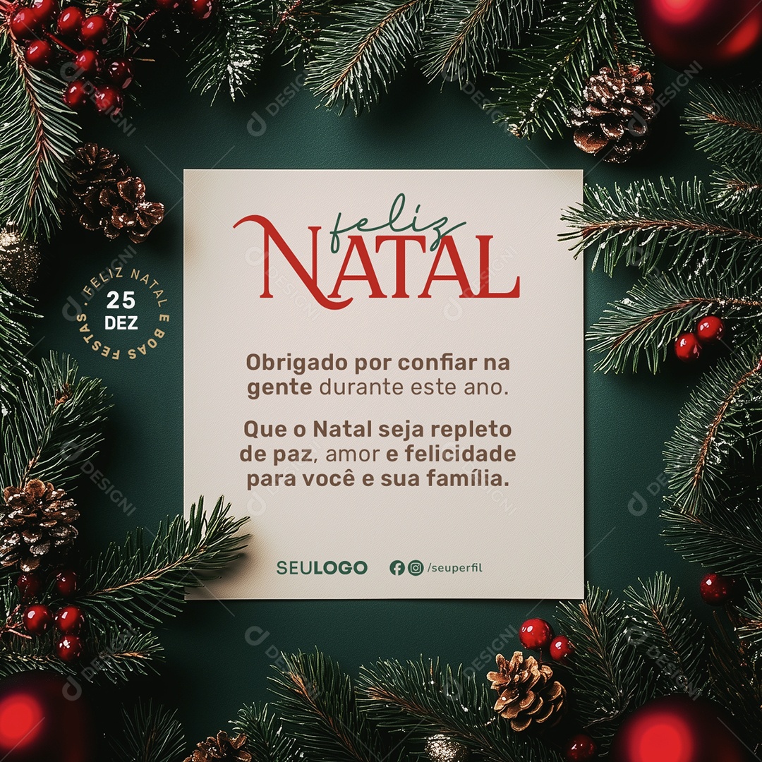 Feliz Natal Obrigado Por Confiar Na Gente Neste Ano Social Media PSD Editável