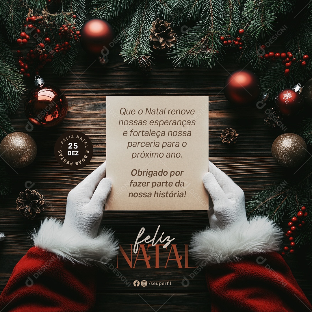 Feliz Natal Obrigado Por Fazer Parte Da Nossa História Social Media PSD Editável