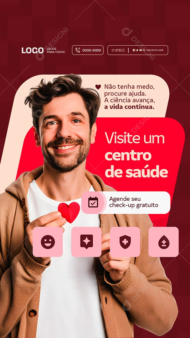 Story Aids Visite um Centro de Saúde Social Media PSD Editável