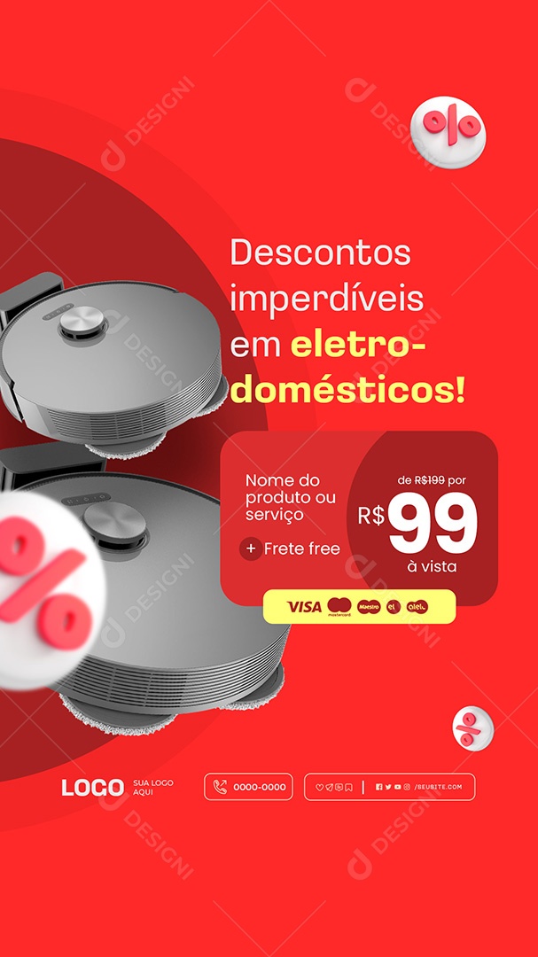 Story Promoção Descontos Imperdíveis em Eletrodomésticos Social Media PSD Editável