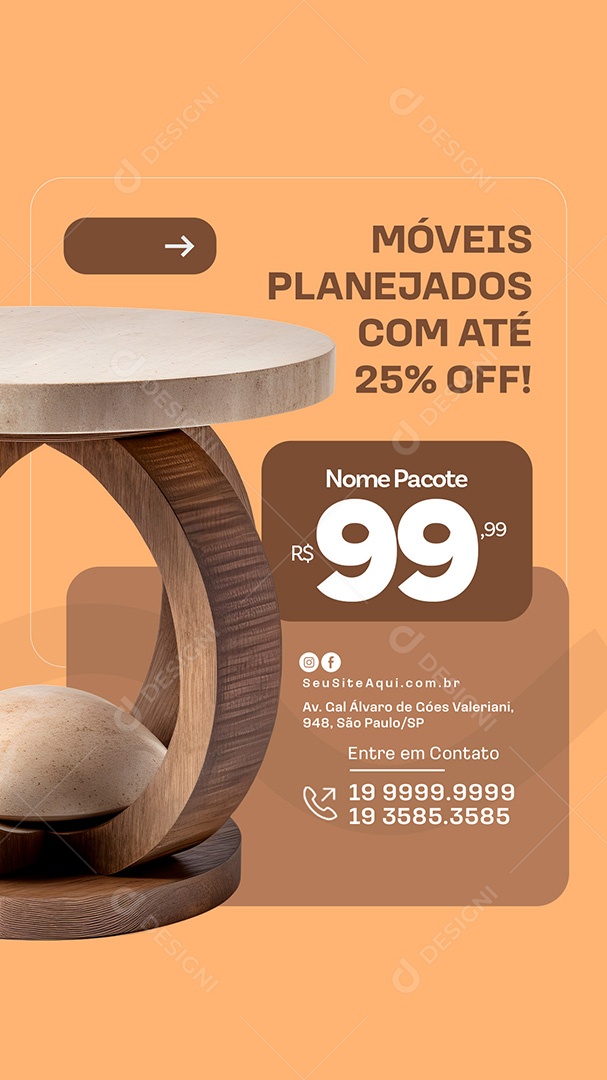 Story Promoção Móveis Planejados Com Até 25% Off Social Media PSD Editável