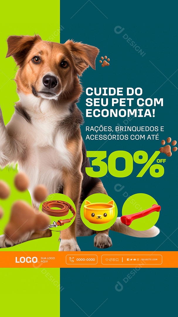 Story Promoção Pet Rações Brinquedos e Acessórios Social Media PSD Editável