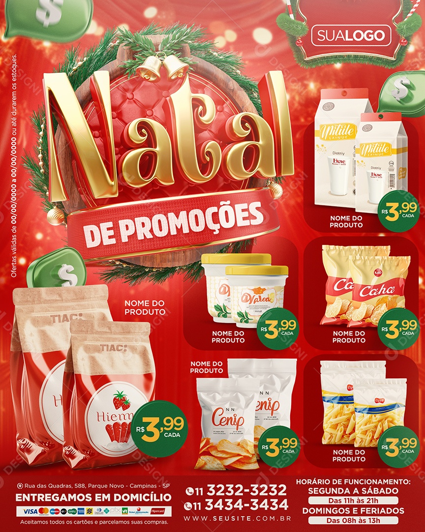 Tabloide Natal De Promoções Supermercado Social Media PSD Editável