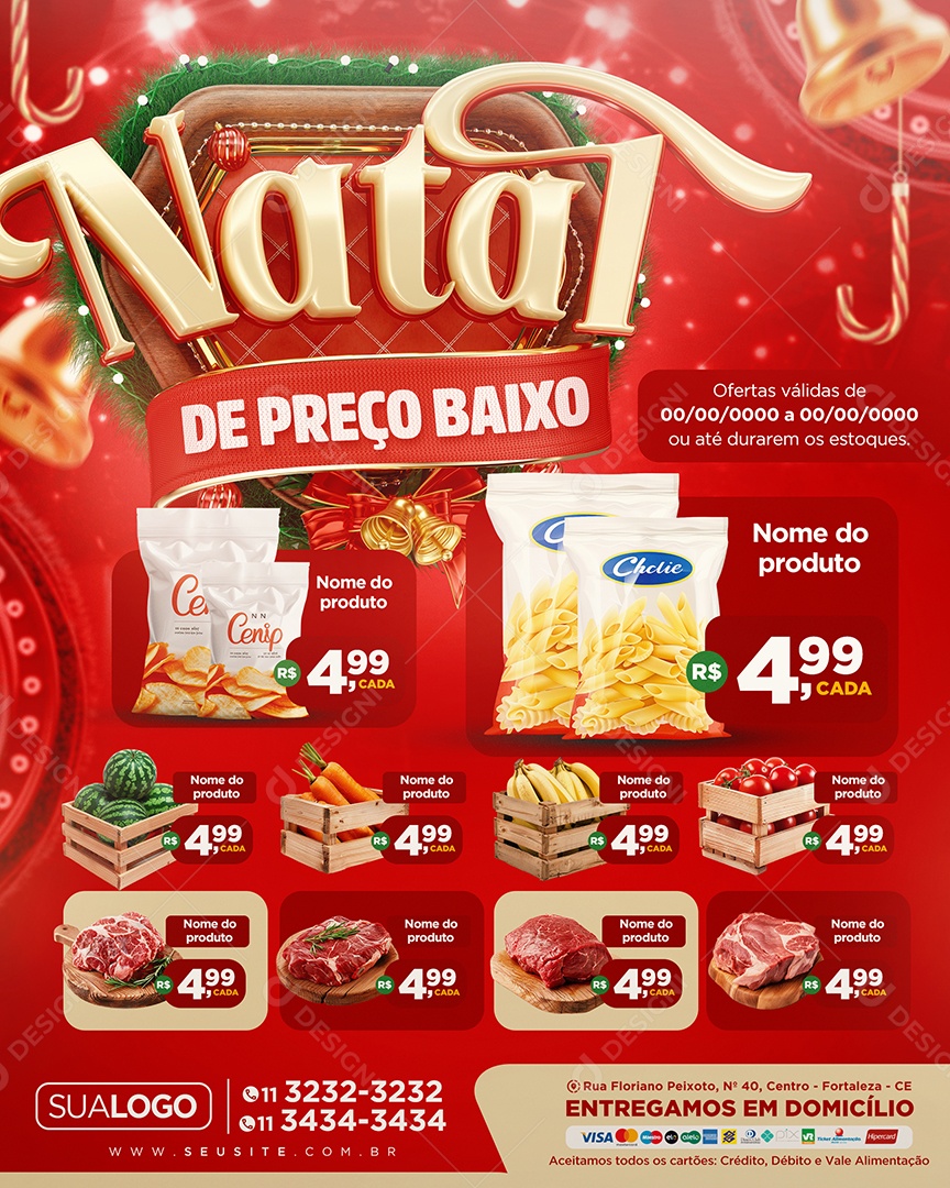 Tabloide Natal De Preço Baixo Supermercado Social Media PSD Editável