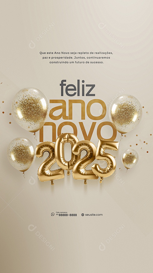 Story Feliz Ano Novo 2025 01 de Janeiro Social Media PSD Editável