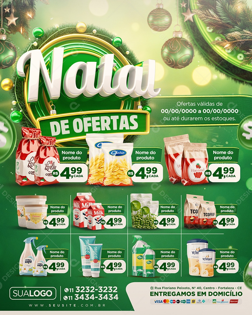 Tabloide Natal De Ofertas Supermercado Social Media PSD Editável