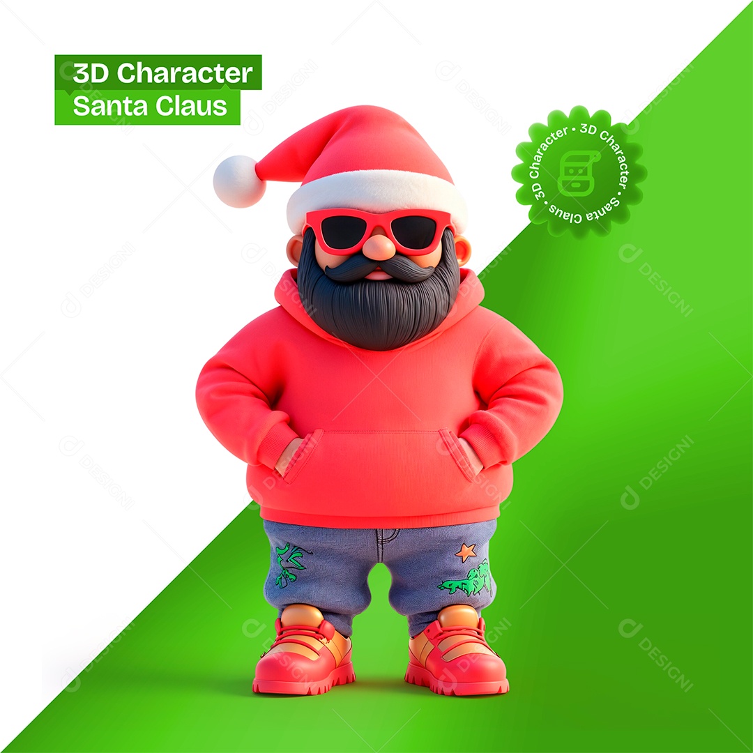 Personagem 3D Semelhate Papai Noel para Composição PSD