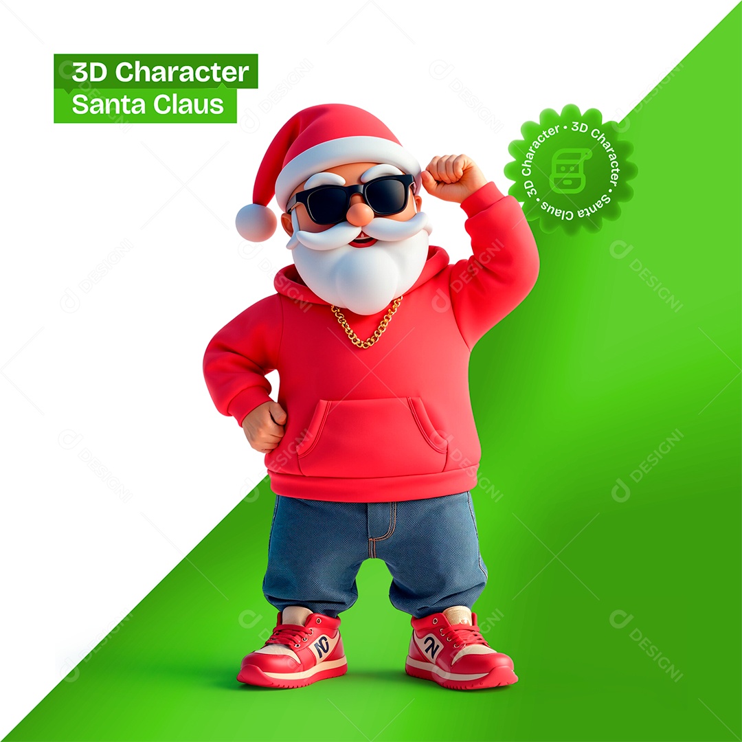 Personagem 3D Semelhante Papai Noel para Composição PSD