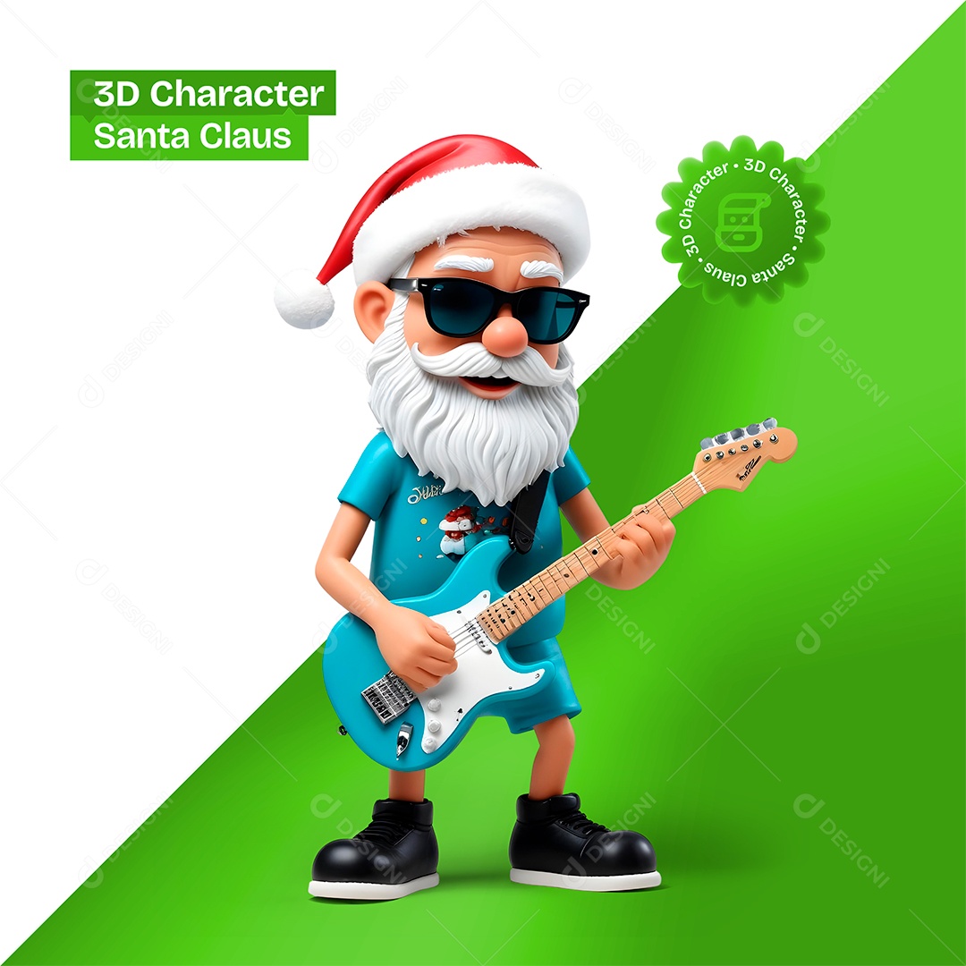 Personagem 3D Semelhante Papai Noel para Composição PSD