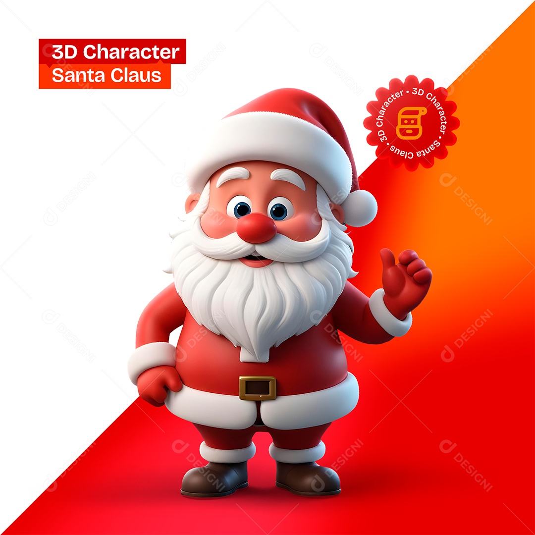 Personagem 3D Papai Noel para Composição PSD