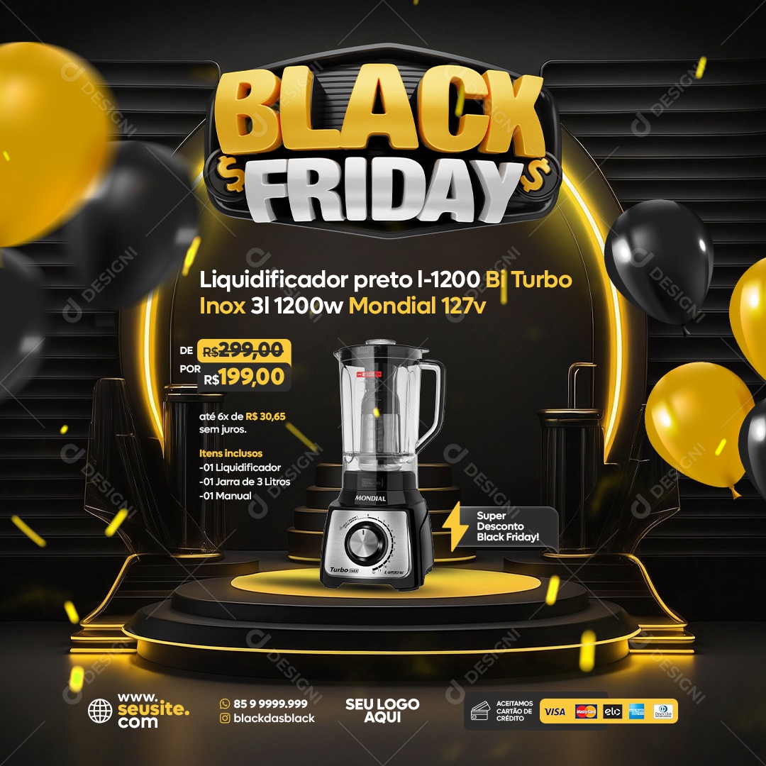 Black Friday Loja Eletrodomésticos Social Media PSD Editável