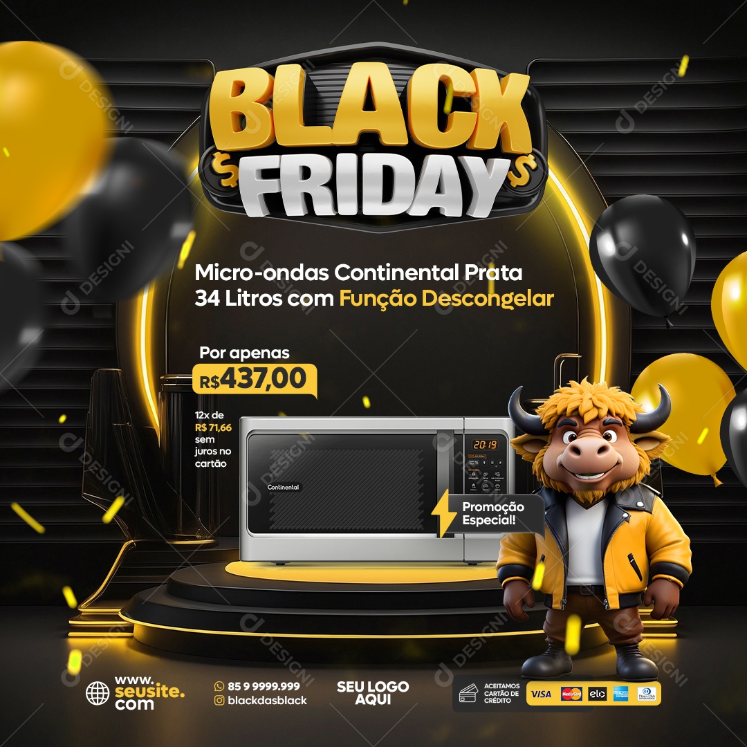 Black Friday Loja Eletrodomésticos Social Media PSD Editável