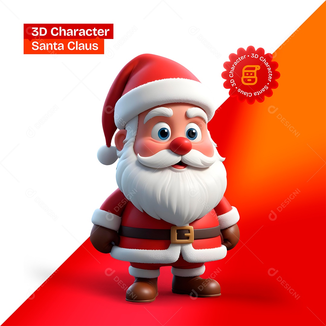 Personagem 3D Papai Noel para Composição PSD