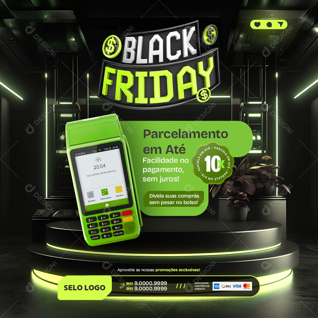Black Friday Lojas Parcelamento Social Media PSD Editável