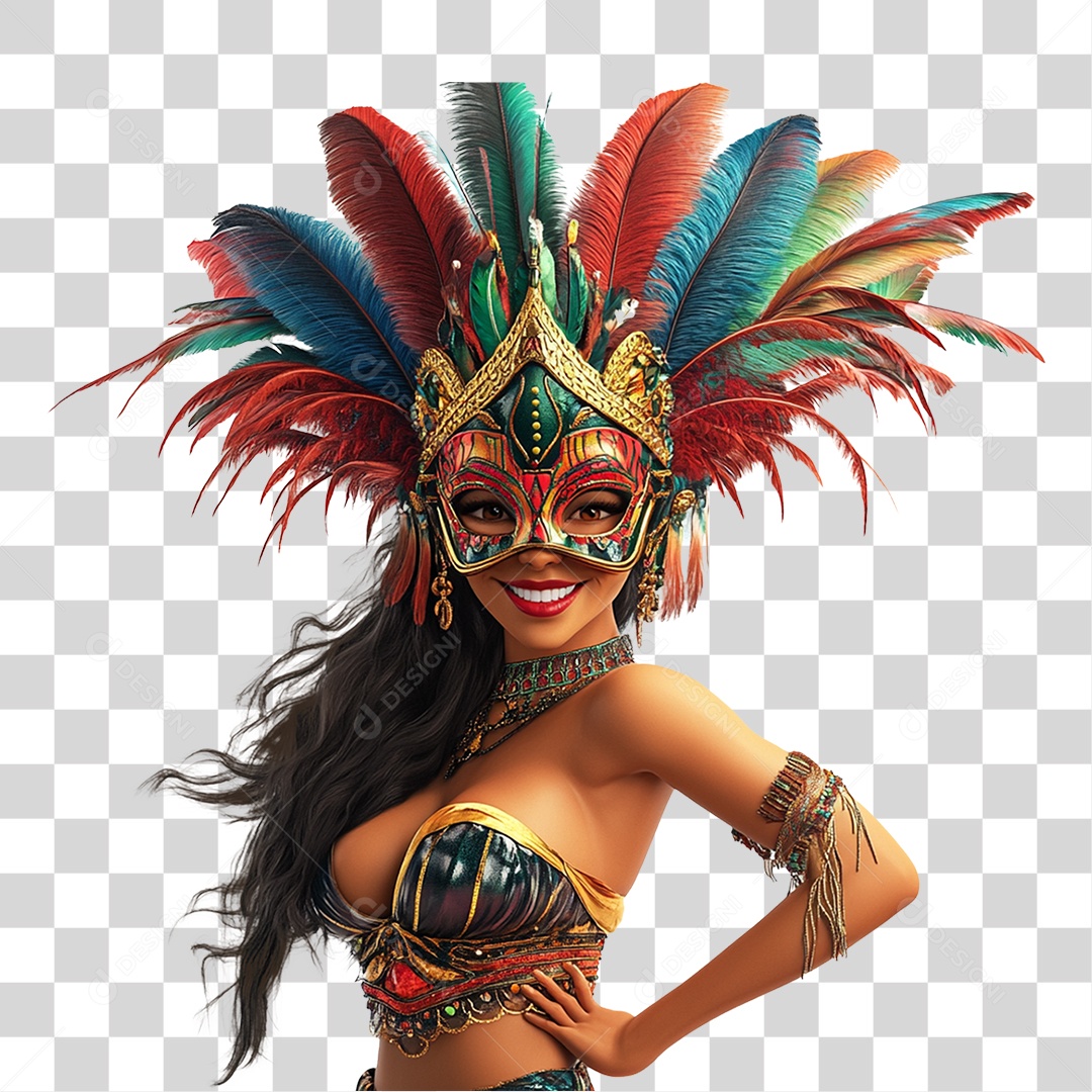 Mulher com Fantasia para o Carnaval PNG Transparente