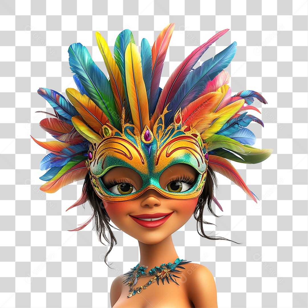 Mulher com Fantasia para o Carnaval PNG Transparente