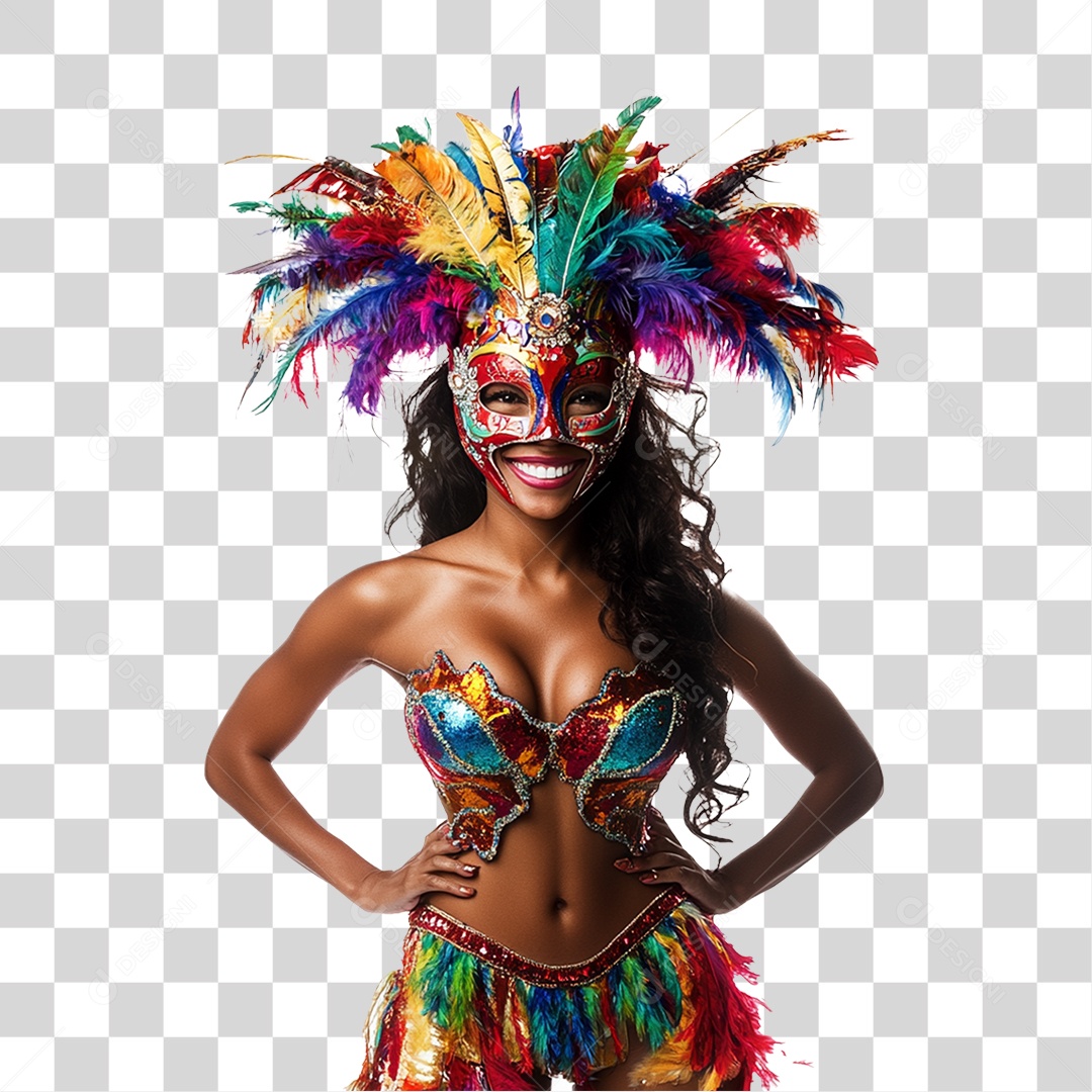 Mulher com Fantasia para o Carnaval PNG Transparente