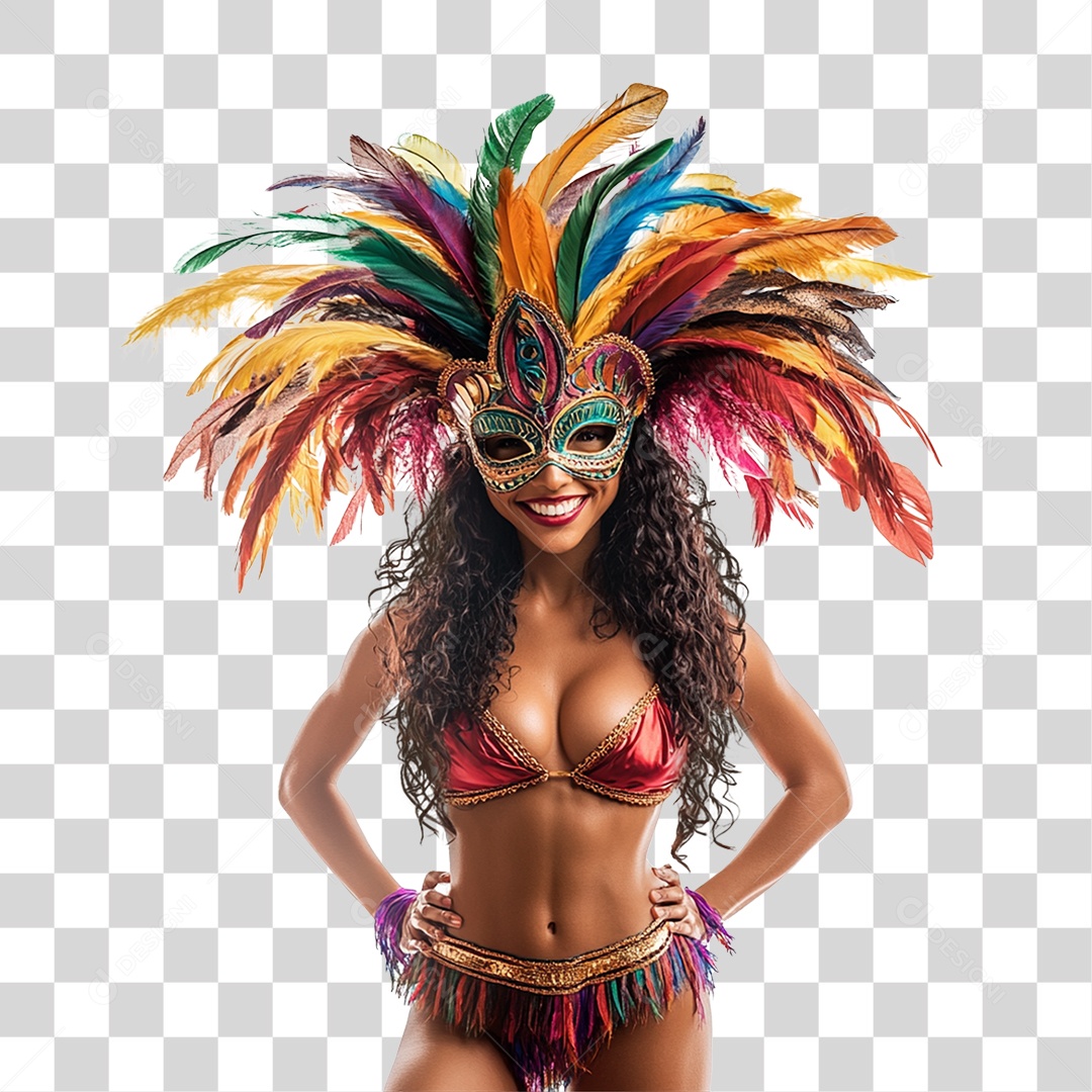 Mulher com Fantasia para o Carnaval PNG Transparente