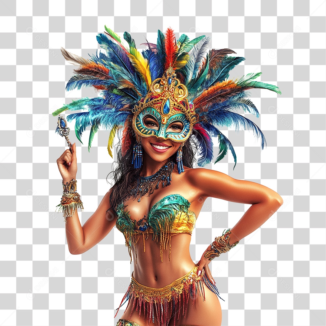 Mulher com Fantasia para o Carnaval PNG Transparente