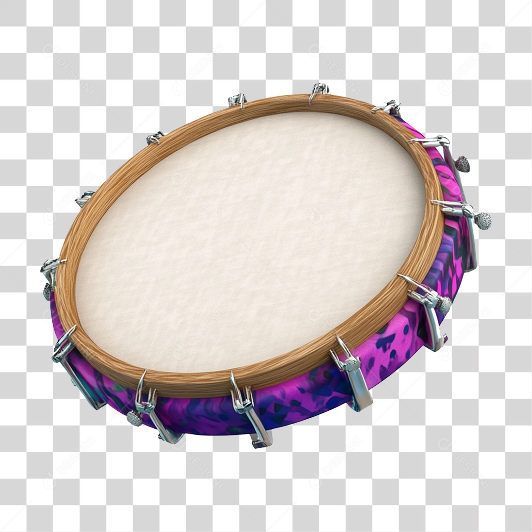 Elemento 3D Pandeiro PNG Transparente