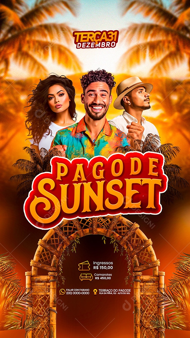 Story Flyer Pagode Sunset Social Media PSD Editável