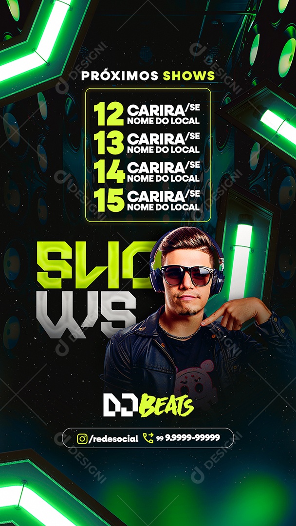 Story Flyer Próximos Shows DJ Beats Social Media PSD Editável