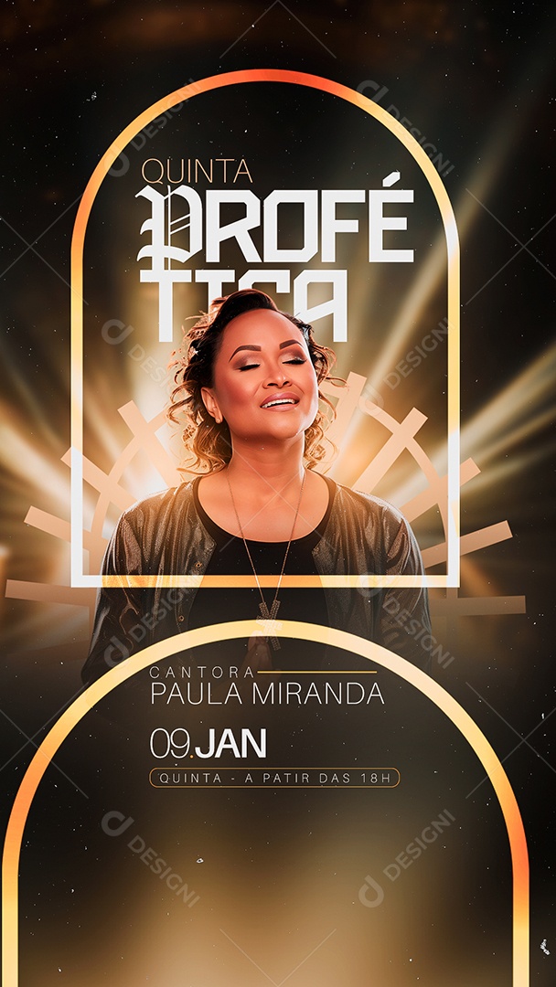 Story Gospel Quinta Profética Cantora Paula Miranda Social Media PSD Editável