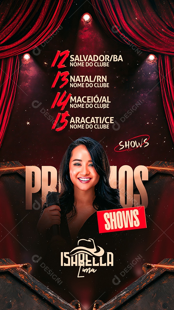 Story Flyer Próximos Shows Isabella Lima Social Media PSD Editável