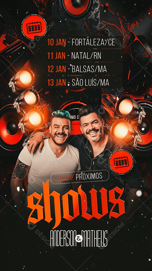 Story Flyer Próximos Shows Anderson e Matheus Social Media PSD Editável