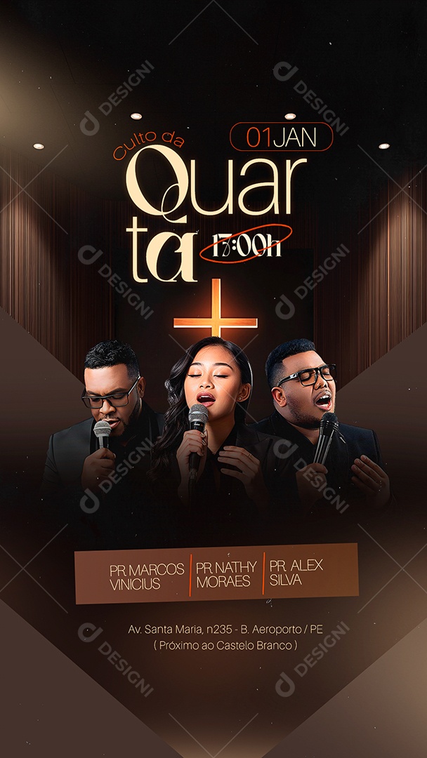 Story Flyer Gospel Culto da Quarta Social Media PSD Editável