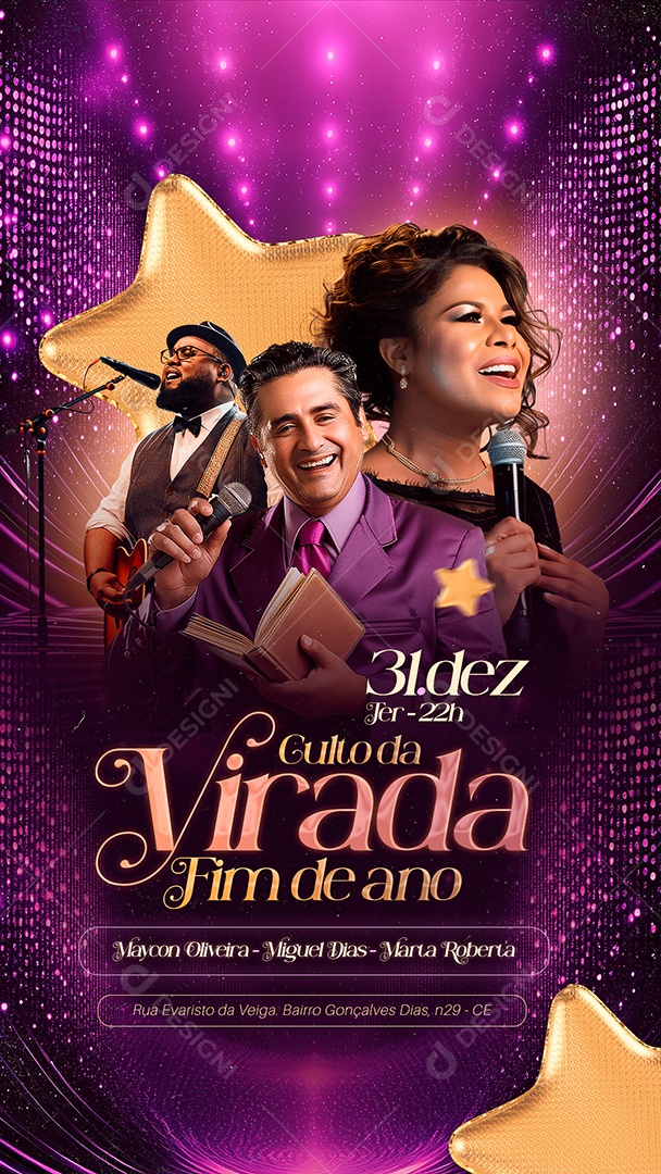 Story Gospel Culto da Virada Fim de Ano Social Media PSD Editável