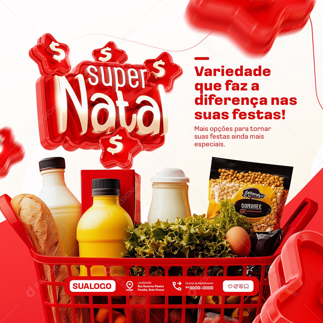 Super Natal Supermercado Variedade Que Faz Social Media PSD Editável
