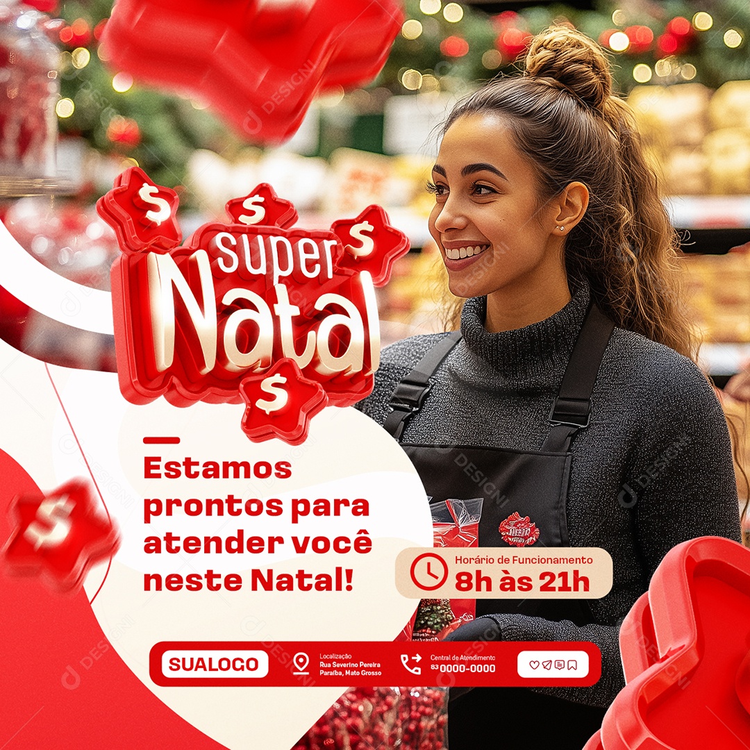 Super Natal Supermercado Estamos Prontos Social Media PSD Editável