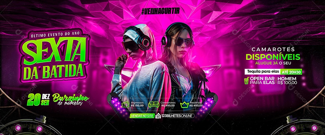 Carrossel Flyer Último Evento do Ano Sexta na Batida Social Media PSD Editável