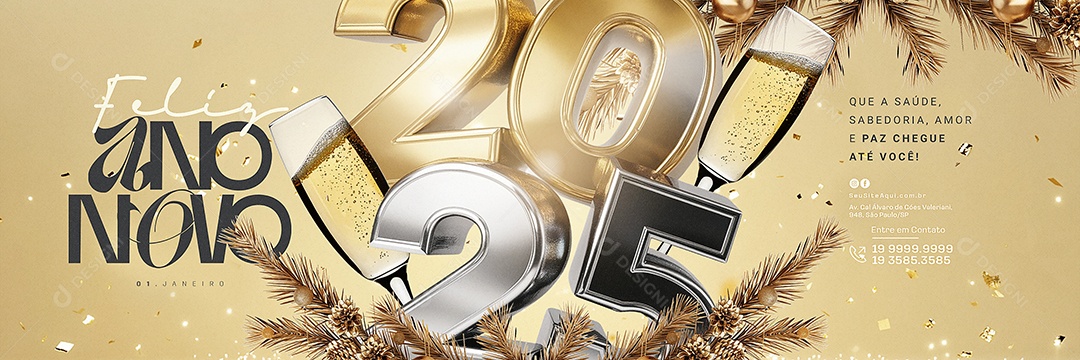 Carrossel Feliz Ano Novo 01 de Janeiro 2025 Social Media PSD Editável