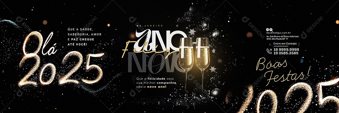 Carrossel Feliz Ano Novo 01 de Janeiro Boas Festas Social Media PSD Editável