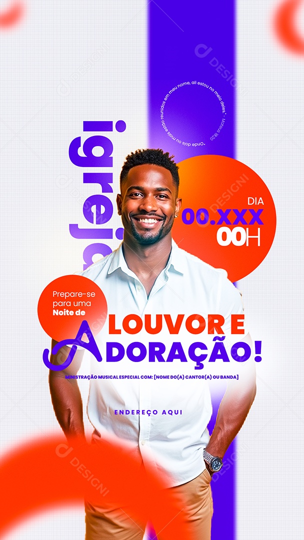 Story Gospel Cantor Ricardo Nunes Culto da Virada Social Media PSD Editável