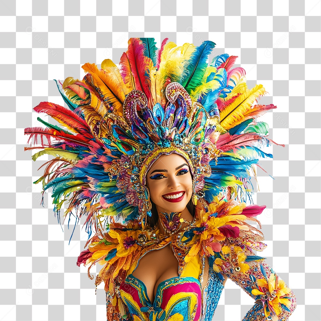 Mulher com Fantasia de Carnaval PNG Transparente