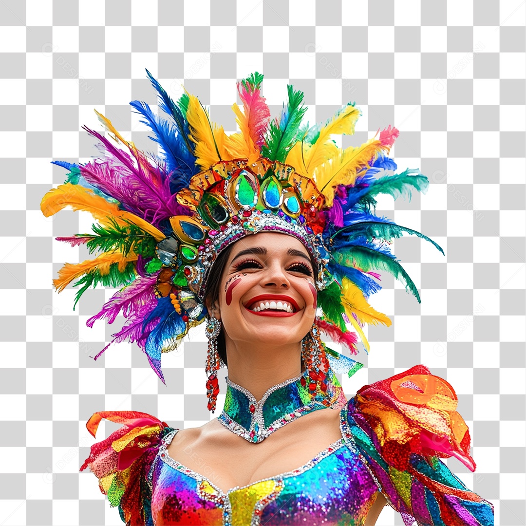 Mulher com Fantasia de Carnaval PNG Transparente