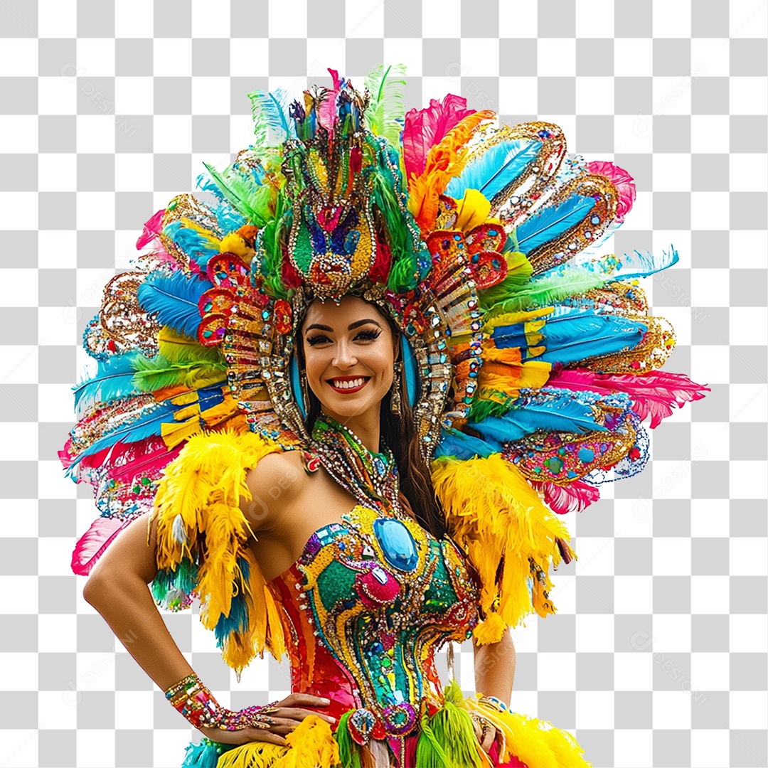 Mulher com Fantasia de Carnaval PNG Transparente