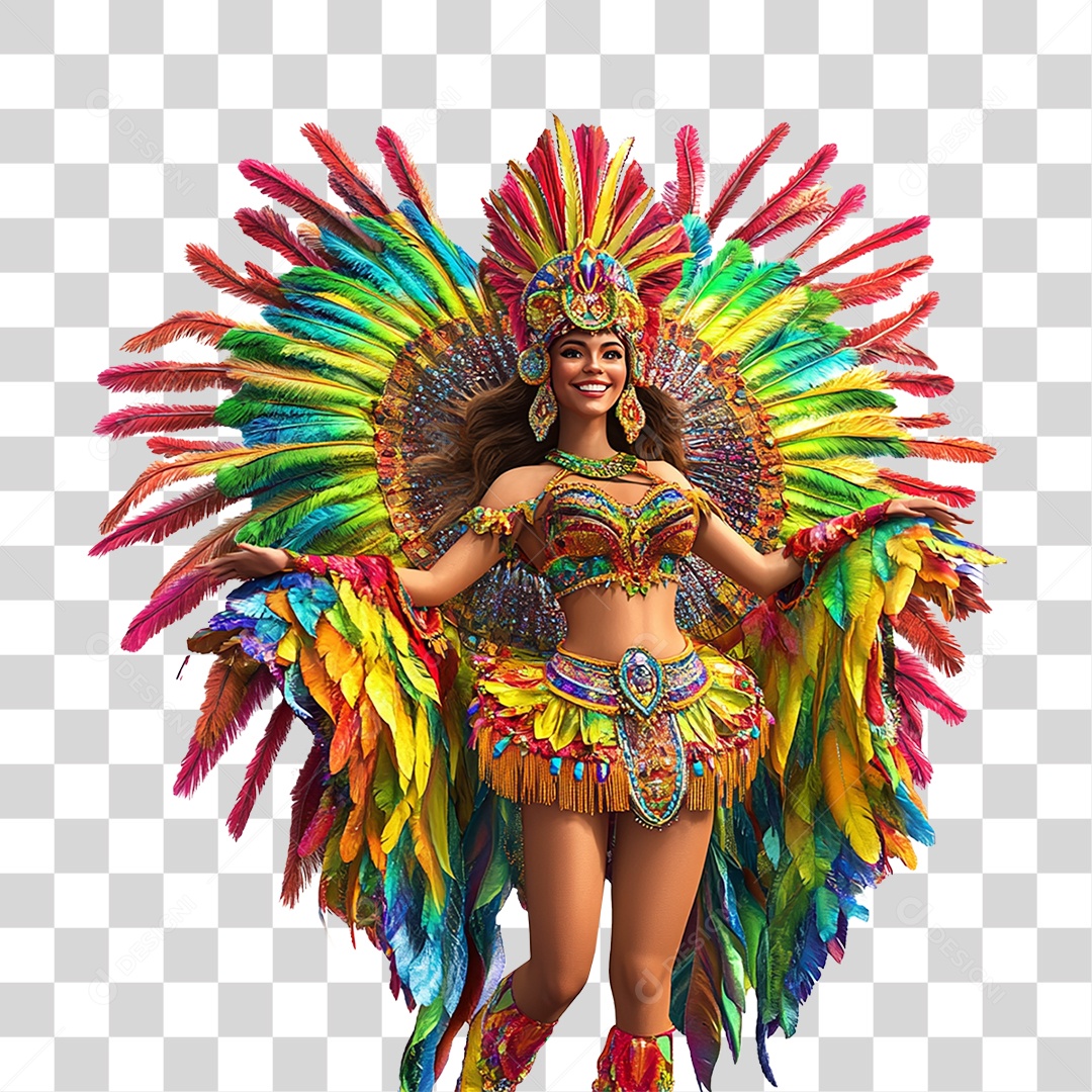 Mulher com Fantasia de Carnaval PNG Transparente